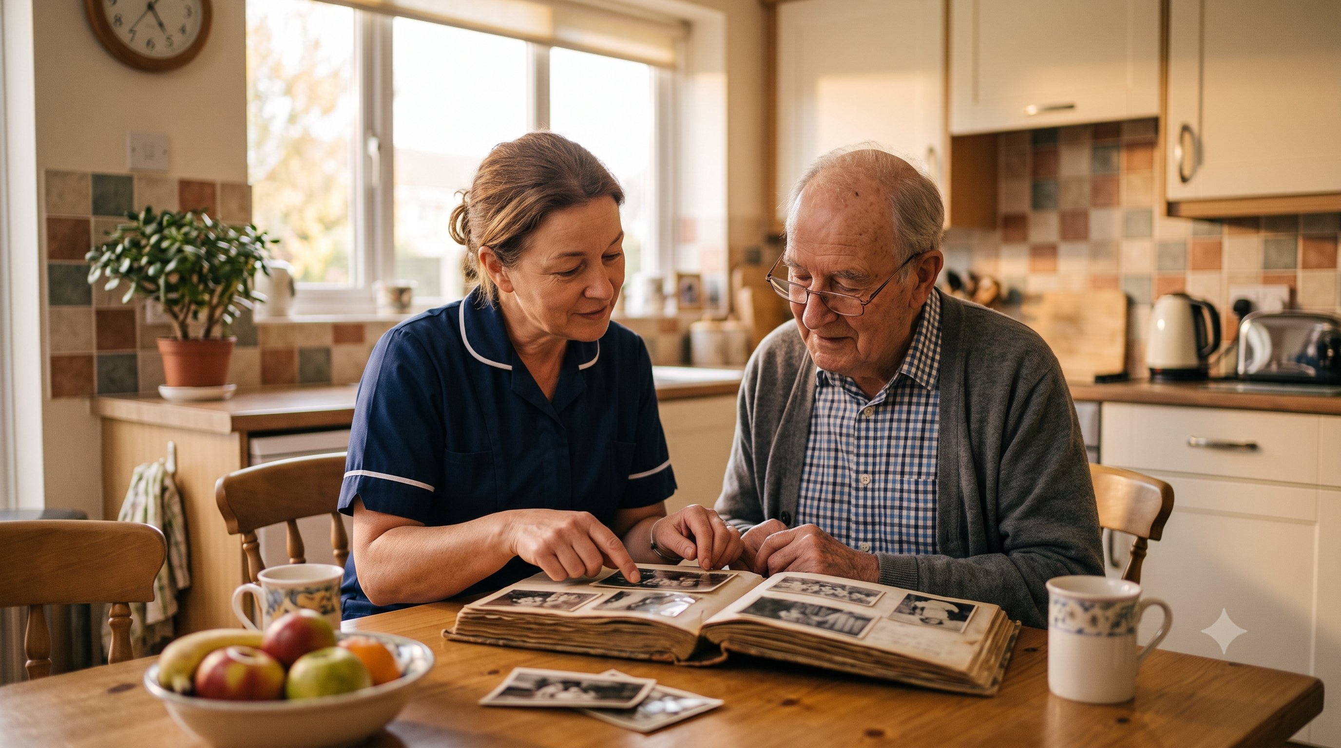 Caregiver sharing a warm moment with a resident